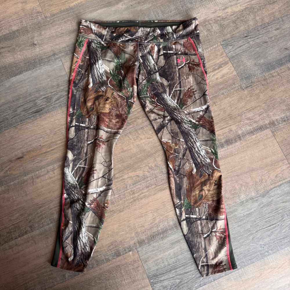 Under Armour ColdGear Realtree Camo Scent Control Leggings XL Womens Pink Trim
